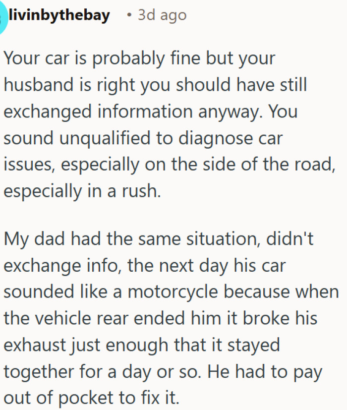 Always exchange information after an accident, no matter how minor it looks