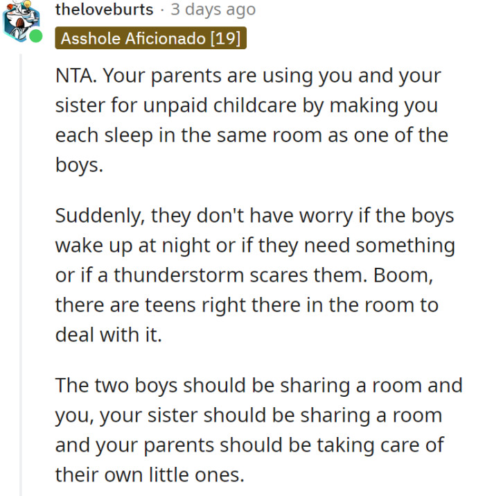 Unpaid childcare it is.