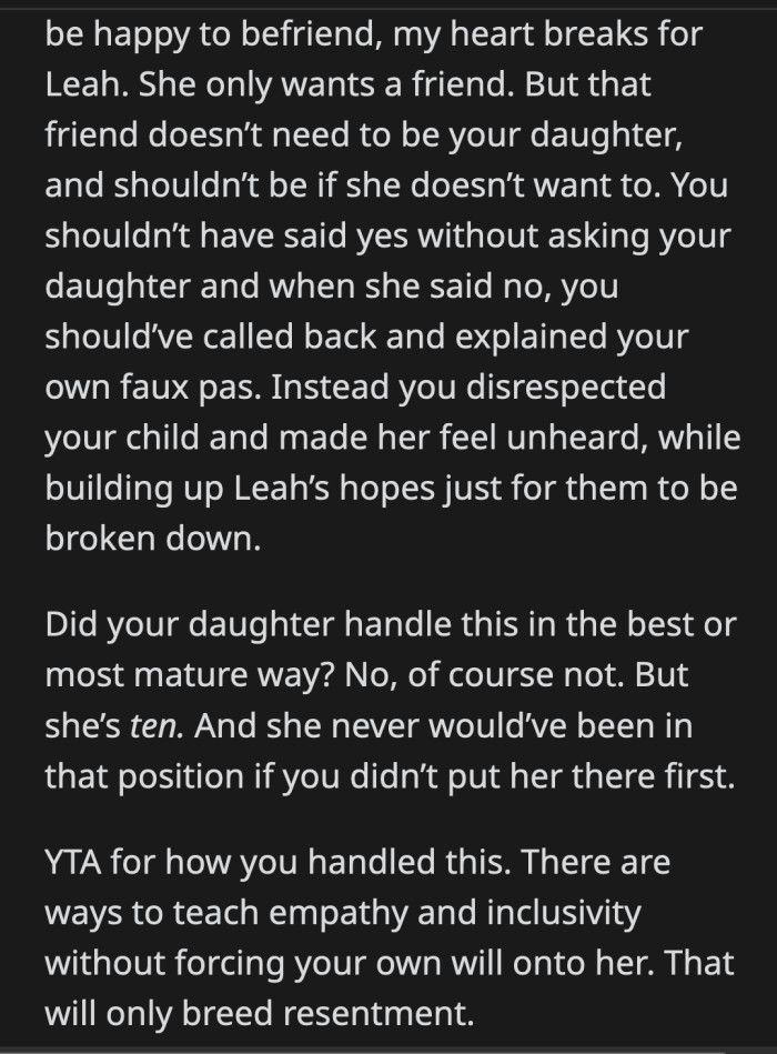 Still, she went about it the wrong way and ended up hurting both kids.