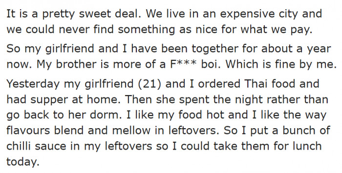 According to the OP, he and his girlfriend ordered some Thai food.