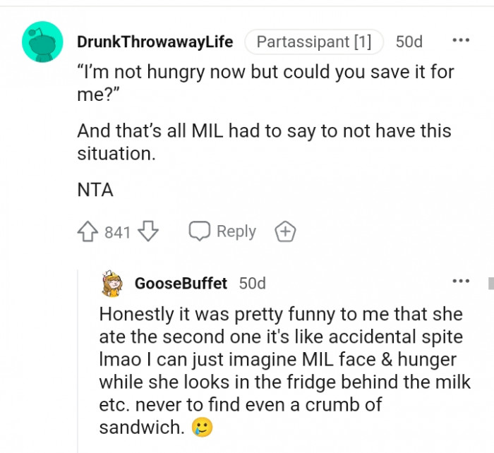 Never to find even a crumb of sandwich