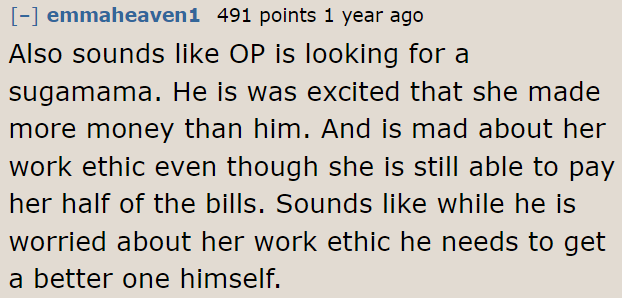 Some users suspect that he might be seeking a sugar mommy in his girlfriend, who has been the higher earner in the relationship.