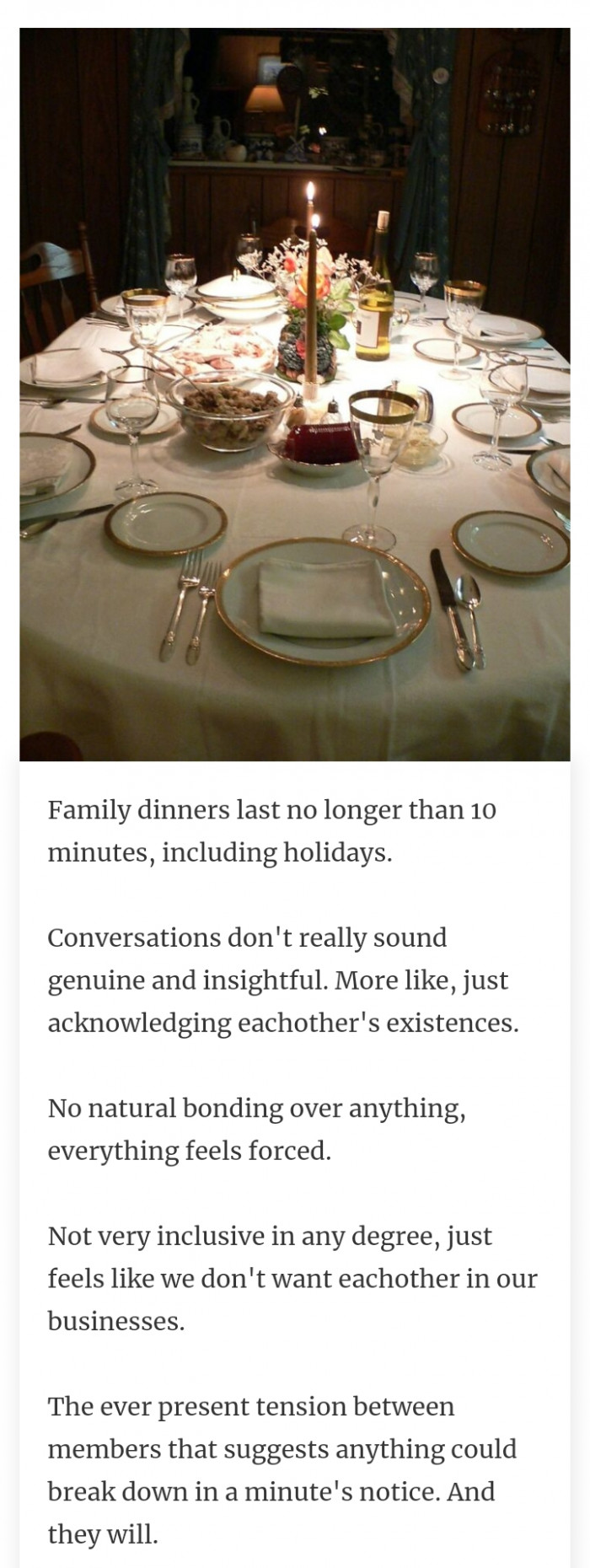 #27 Empty conversations and uncomfortable dinners.