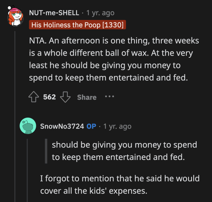 Shouldn't the babysitting fees be counted as part of the twins' expenses?