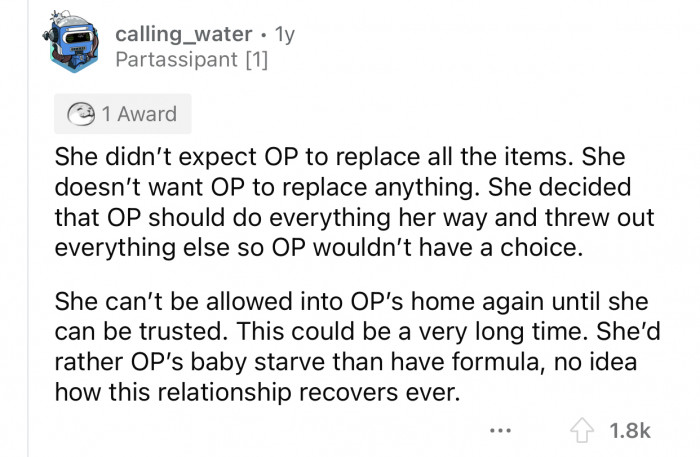 The SIL didn't want to leave OP with a choice and took that decision for her.