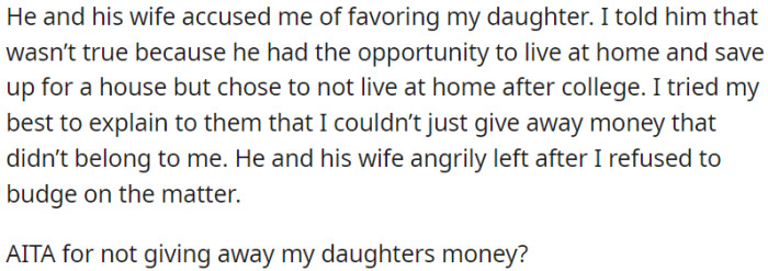 OP is accused of favoritism, which has caused tension.