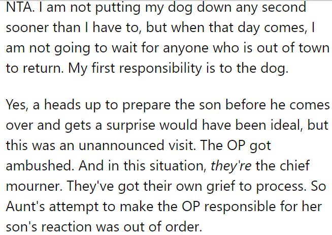 The OP's first responsibility was towards his dog, not the family