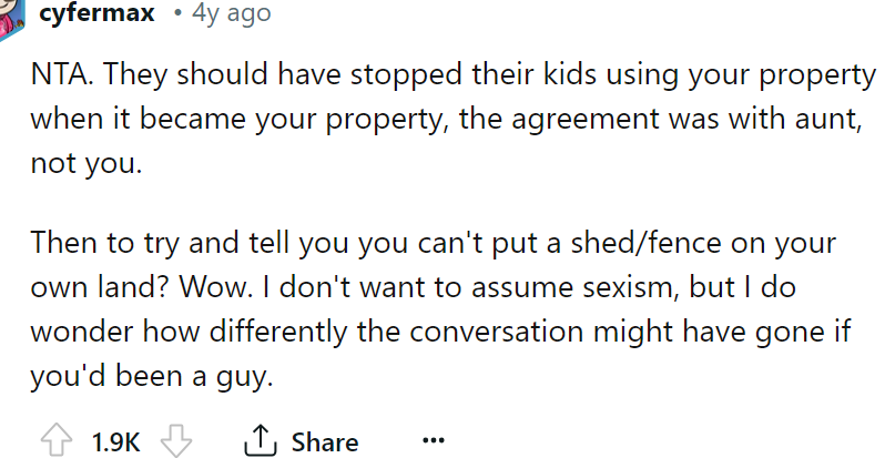 They should have stopped using the yard when the OP bought it