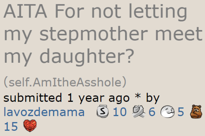The OP asked to be judged on an online community regarding an unsettling situation with her stepmom.