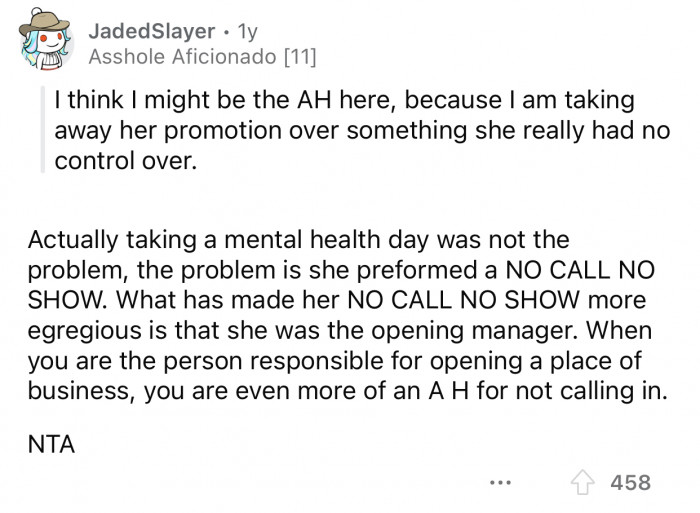 The employee failed to call and never showed up to work.