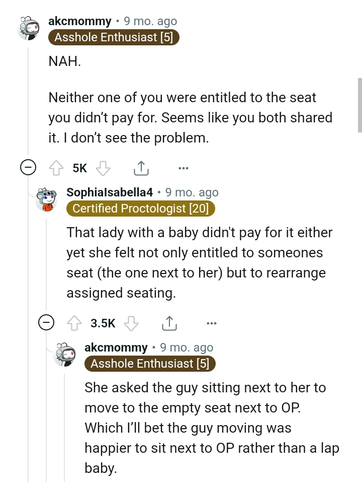 She didn't pay for the seat