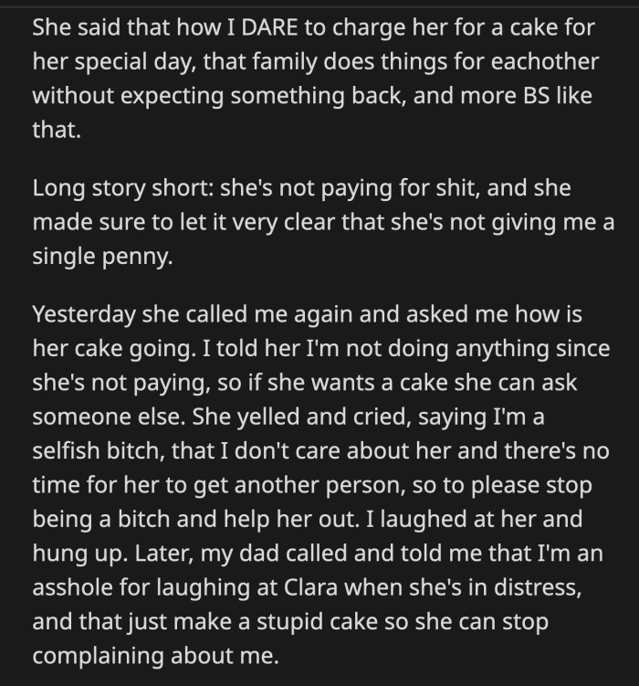 She told Clara to go to another baker if she wants a cake. Clara blew a fuse because her wedding will be happening in a few days.