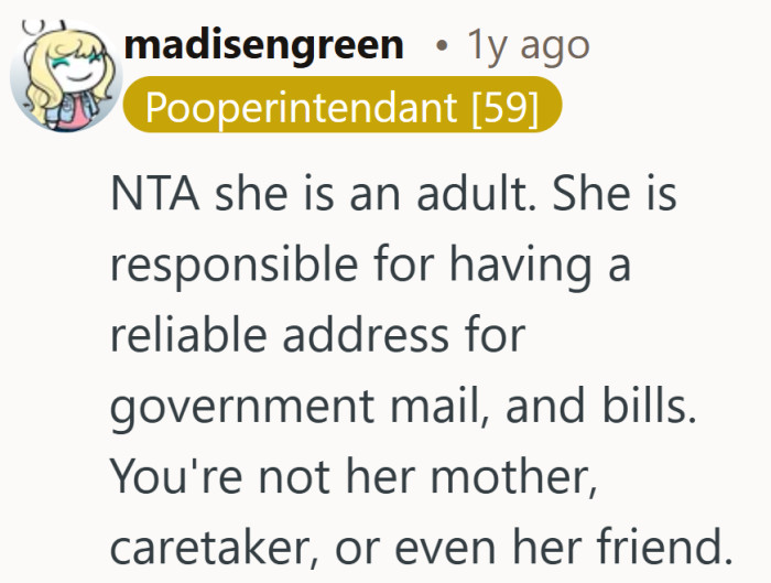 Bills and government mail do not forward responsibility along with envelopes.