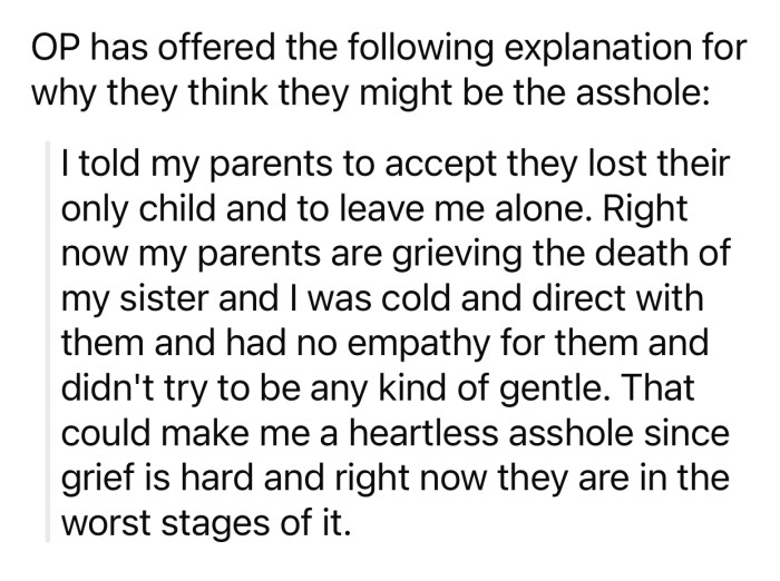 OP thinks she might potentially be the a-hole in this scenario for the following reason:
