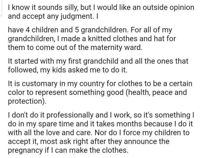 OP Knits Clothes for Her Grandchildren to Wear While Coming Out of the Maternity Ward. Most Importantly, These Knitted Clothes Are Specifically Requested by Her Kids Right After They Announce the Pregnancy