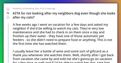 Redditor Refuses To Watch Neighbor's Dog Even Though She Looks After Her Cats Regularly - Says It Is Not The Same Thing