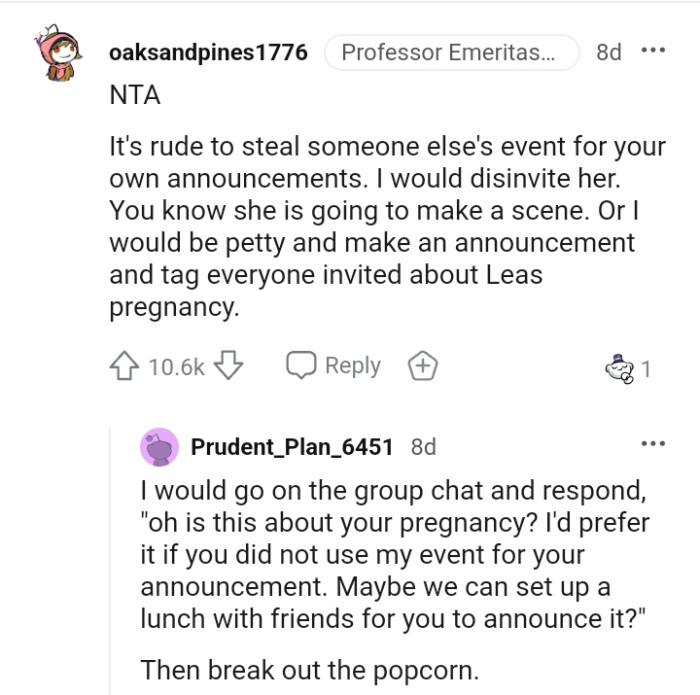 The OP knows she will make a scene