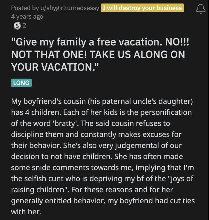 She said it like it was a favor she was doing for OP and her boyfriend.