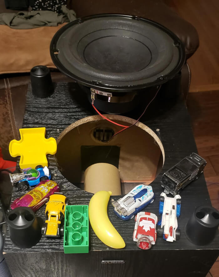 7. I was moving the sound system around and noticed it was rattling.