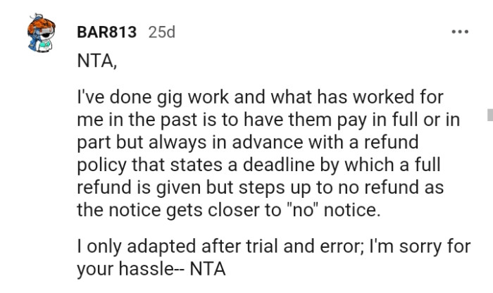 You should always have a refund policy in advance