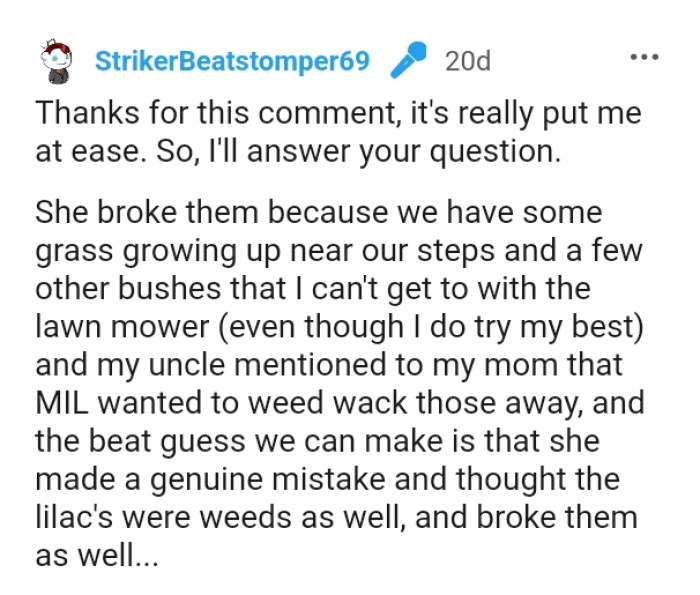 The OP's reply to the comment above