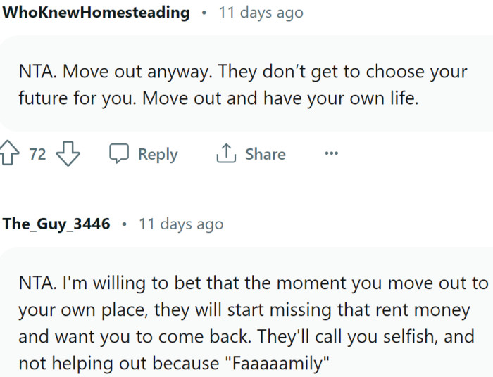 Parents shouldn't get to choose the future for OP.