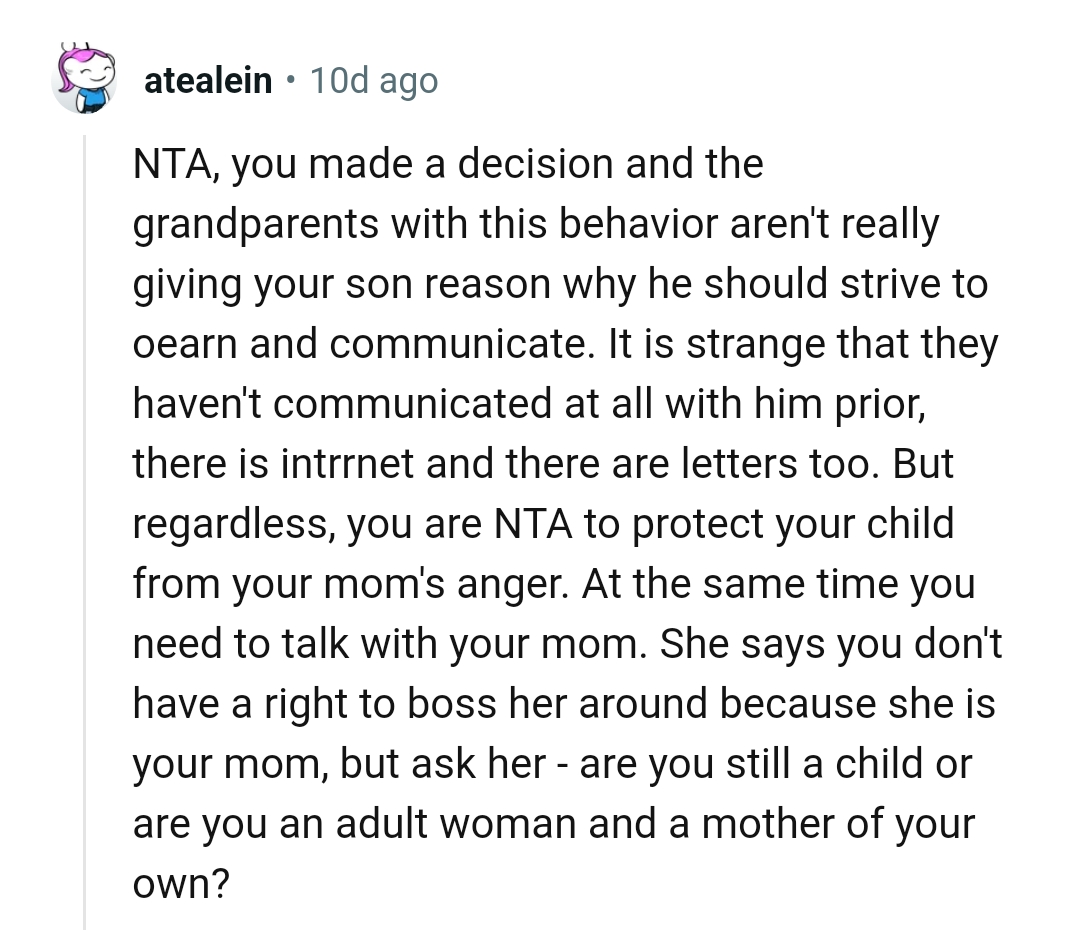 The OP needs to talk with her mom