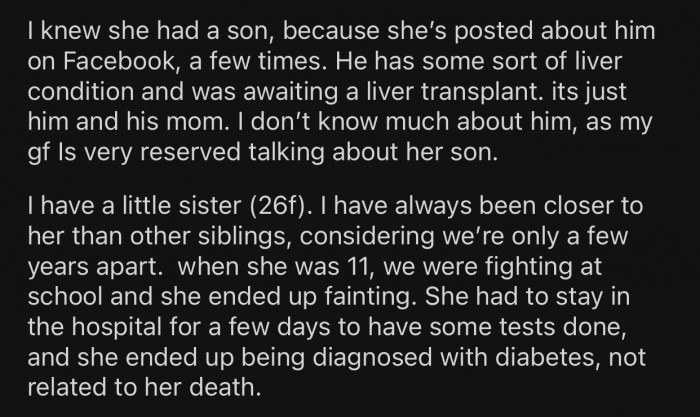 OP knew his GF had a son from her Facebook posts.