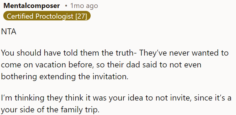 OP wasn't wrong not to invite them.