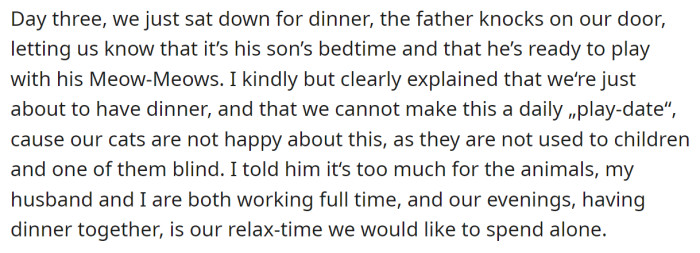 So when they approached them on the third day, the OP politely declined: