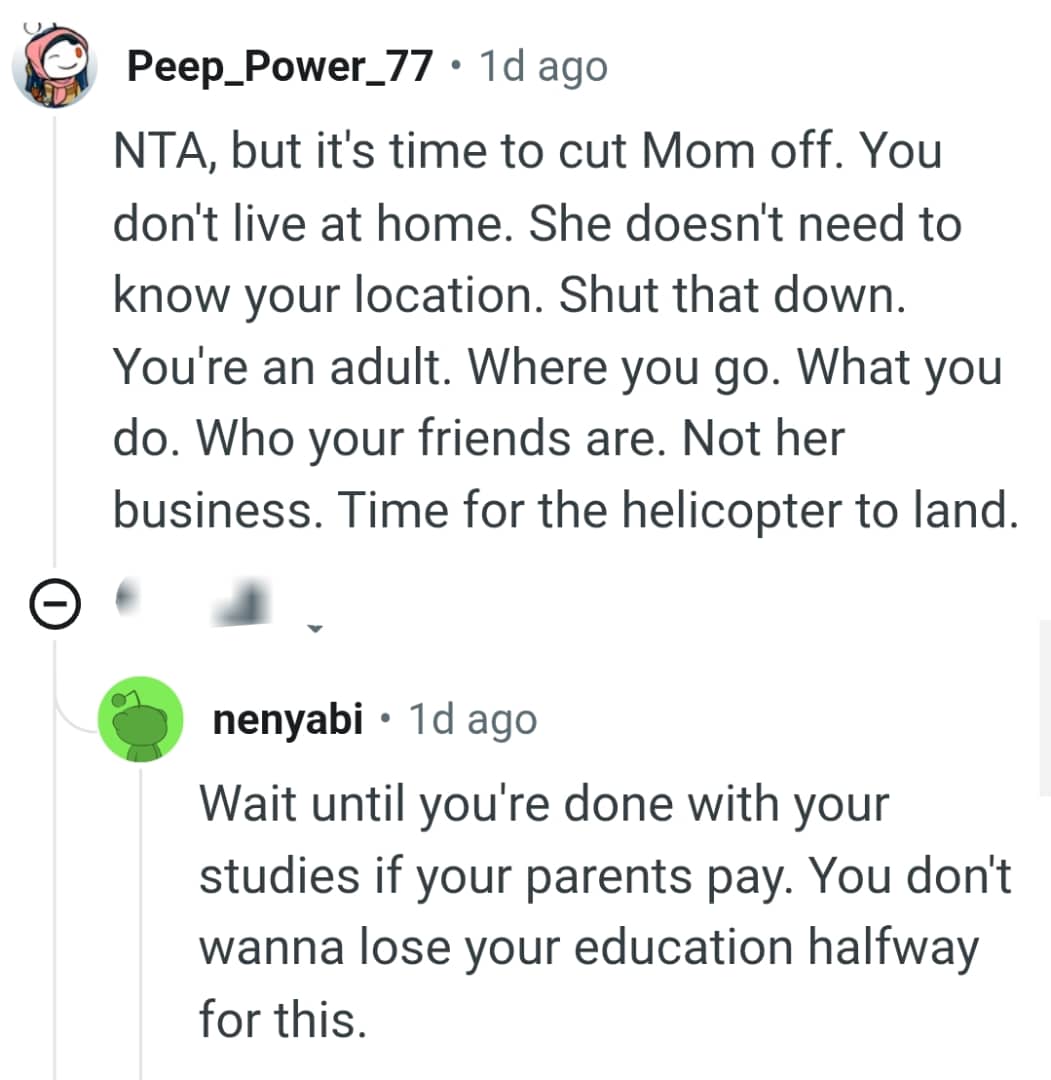 She does not need to know the OP's location