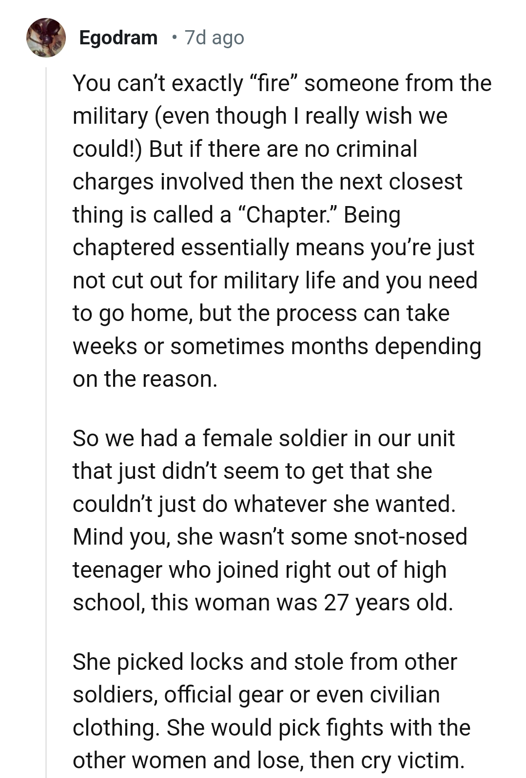 13. Not being cut out for military life