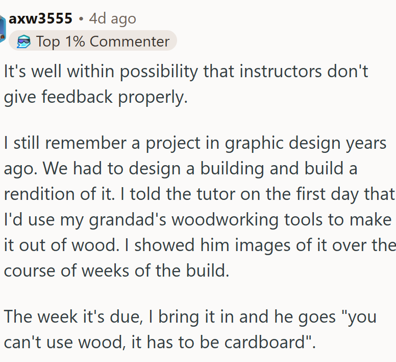 Maybe the instructors don't give feedback properly