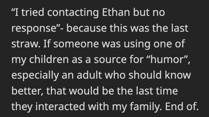 OP's mom and dad swooped in to protect their kid and their grandkid