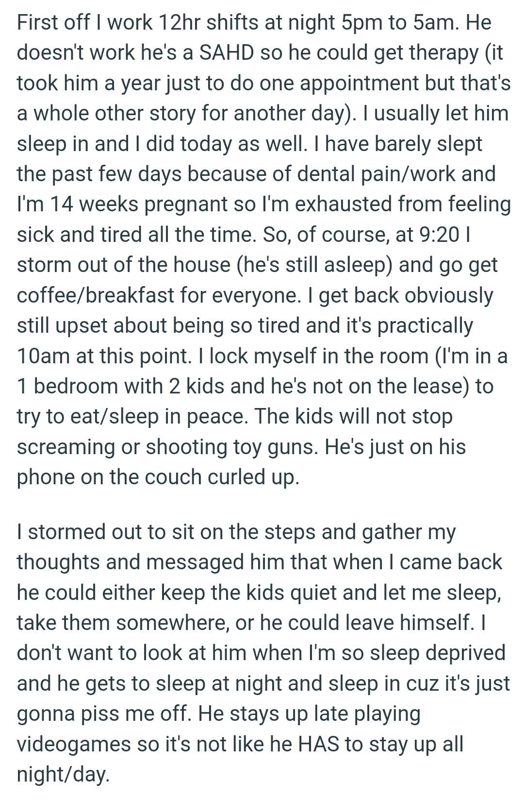 OP's partner stays up late playing video games