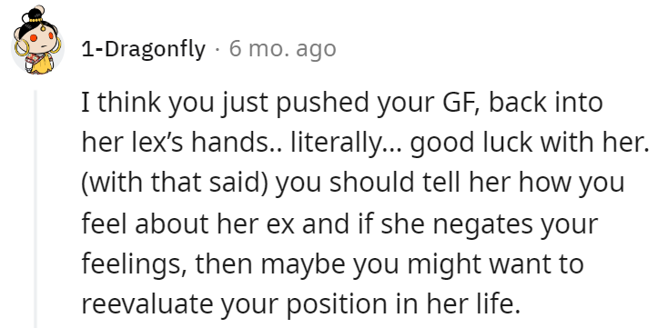 Pushing her back into her ex's hands