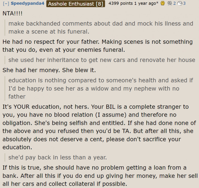 There's no need to help someone who disrespected the OP's father.