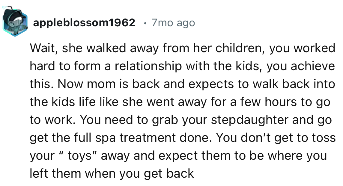 “You don’t get to toss your toys away and expect them to be where you left them when you get back.”