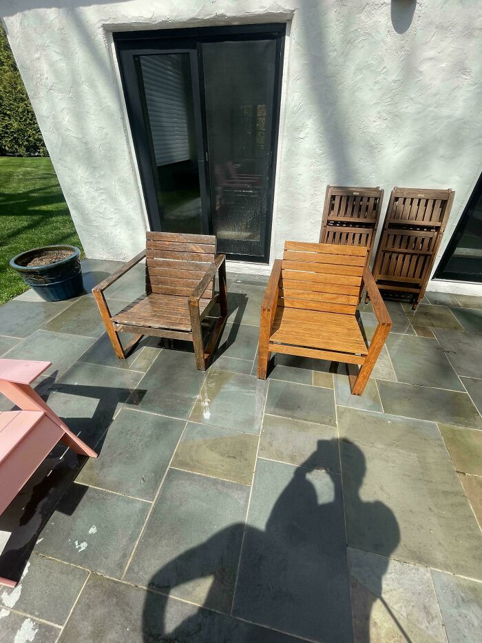 "Identical Chairs Before And After Pressure Washing"