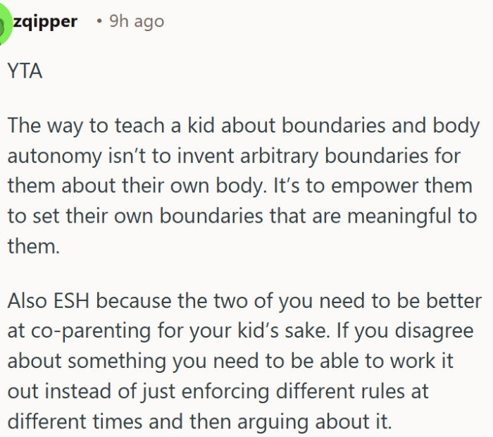 Arbitrary rules are not a substitute for teaching actual body autonomy