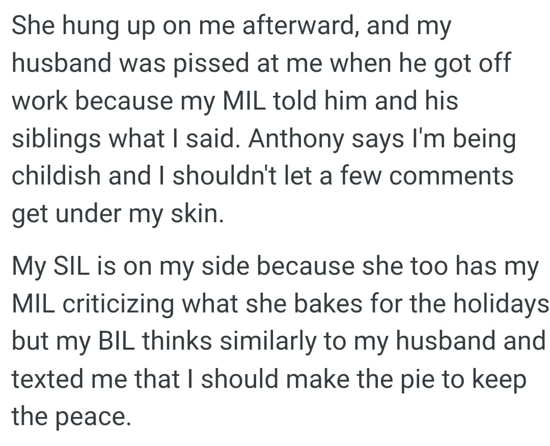 OP's husband says that she shouldn't let a few comments get under her skin