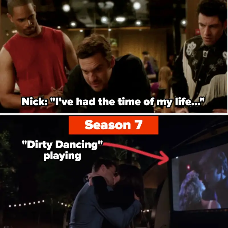 6. In Season 1 of New Girl, when Nick sang to cheer Jess up, and the same song played in the background when he proposed to her in Season 7.