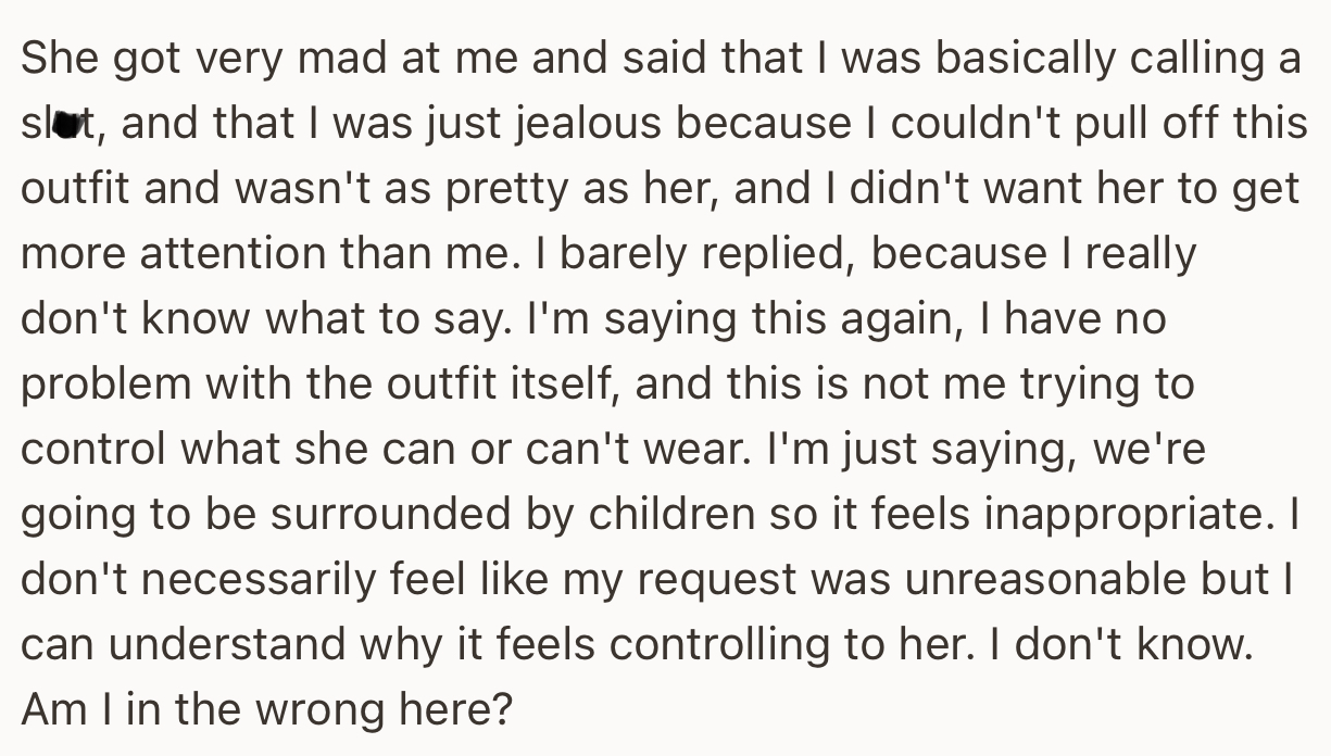 Ellie got really mad at the OP and accused her of being jealous and slut-shaming her