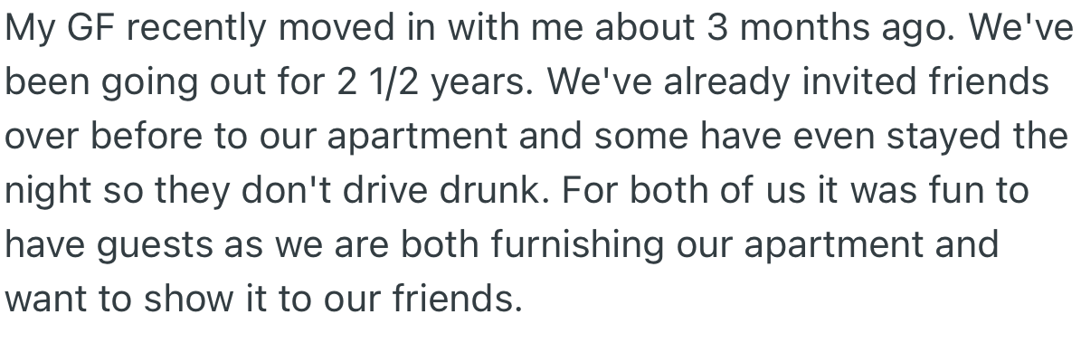 OP and their girlfriend have been living together for a while now