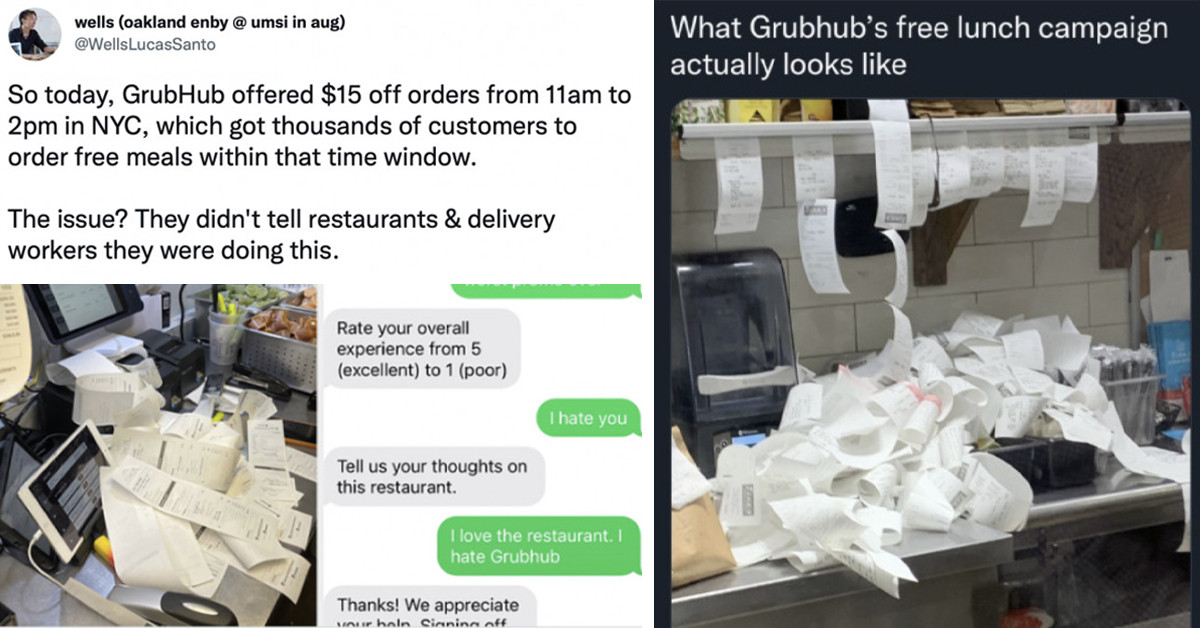 GrubHub’s “$15 Off Lunch” Promo Causes Chaos Because The Company Didn’t Notify The Restaurants