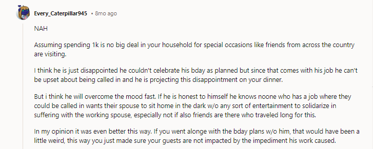 100% agree NAH. He doesn't like sushi, and OP doesn't care for steak, so going when he was unavailable was the perfect scenario. Naturally, as mentioned above, this is assuming that the cost wasn't highly unusual. I would also understand not telling him right away because he was likely upset about his patient.