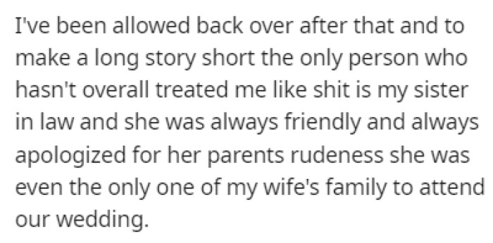 It seemed like the only person in that family who supported him was his sister-in-law