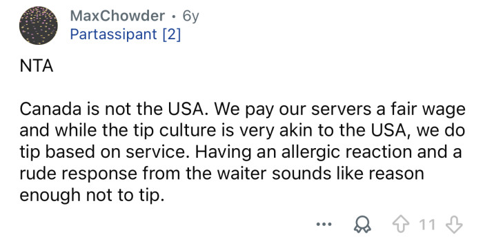 You had good reasons not to tip.