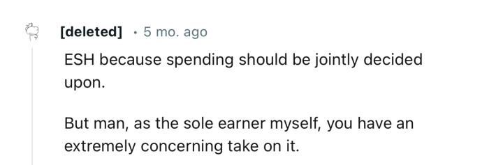 “ESH because spending should be jointly decided upon.”