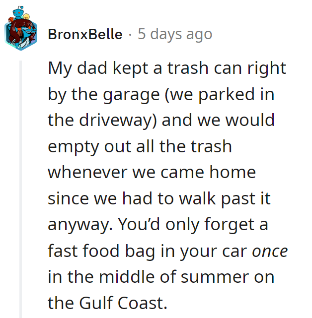 Dad's genius: Gulf Coast summers and forgotten fast food bags were a trashy duo!